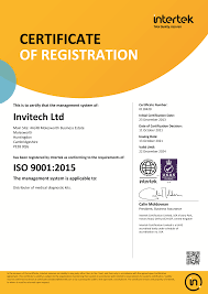 Invitech Quality Certificate